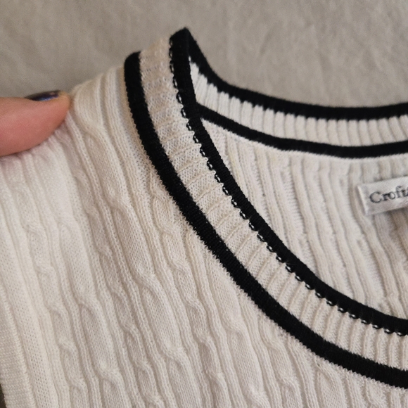 Croft & Barrow Sleeveless White Cable Knit Sweater Vest Top 100% Cotton - Picture 5 of 8